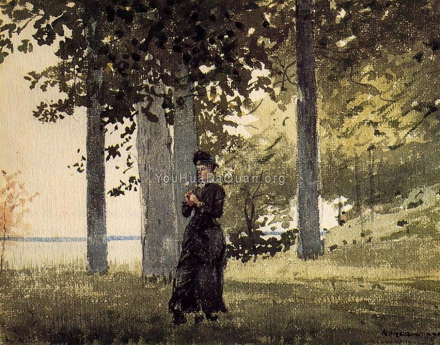 Woman with a Flower - 温斯洛·荷默